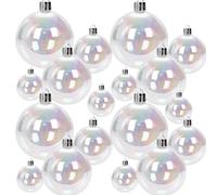18 PCS/Set Clear Ornament Balls 4-Size Electroplated Plastic Iridescent Ornaments with Hanging Rings for Christmas Birthday Decorations Clear Plastic OrnamentsClear Ornament Balls Iridescent