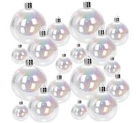 18 PCS/Set Clear Ornament Balls 4-Size Electroplated Plastic Iridescent Ornaments with Hanging Rings for Christmas Birthday Decorations Clear Ornament Balls Iridescent Ornaments Plastic