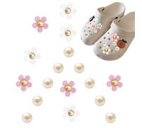 18 Pcs Shoe Charms Pearl and Flower for Crocs PVC Detachable Cute Decoration Daisy Christmas Thanksgiving DIY Shoe Accessories for jibbitz Bogg Women Girls Sandals Slippers Bag Birthday Party Gift