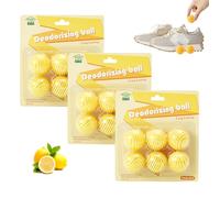 18 Pcs Shoe Deodorizer Balls,Shoe Odour Eliminator,Football Boot Deodoriser, Eliminate Odors for Sneakers Trainers Lockers Wardrobes Gym Bags Offices and Cars(Lemon Flavour)