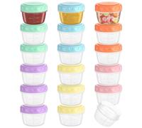 18 Pcs Small Food Containers with Lids, 80ml Reusable Salad Dressing Container Leakproof Snack Pots Stackable Mini Frozen Food Storage Pot Condiment Sauce Containers with Graduated for Gym Snack