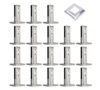 18 Pcs Square Glass Railing Spigots, Heavy Duty 304 Stainless Steel Glass Fence Clip, For Glass Thickness 10mm-14mm (3/8''-9/16'') Pool Fence Railing Post Clamps,silver,200mm