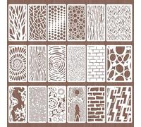 18 Pcs Stencils for Painting Mixed Size Texture Stencils Reusable Designs Featuring Crackle Wood Grain Waves Brick Wall and Bubble Patterns for Painting on Wall Canvas and DIY Projects