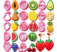 18 Pcs Summer Fruit Polymer Clay Cutters Set 3D Printe Grape Pear Watermelon Cherry Lemon Strawberry Fruits Clay Cutters for Earrings Jewelry Making Cookie Fondant Cake Decorating DIY Crafts Tools