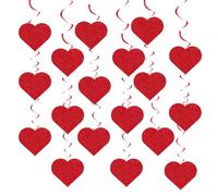 18 Pcs Valentines Day Decorations, Red Heart Hanging Decoration, Valentine'S Day Heart Shaped Hanging Ceiling Decoration for Valentine'S Day Decoration, Weddings
