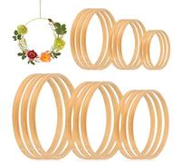 18 Pcs Wooden Bamboo Floral Hoop Wreath Hoops for Crafting, Wooden Hoops for Craft Hoops, Macrame Craft Wreath Rings for DIY Wedding Wreath Decor Dream Catcher Dreamcatcher Hoops(8/10/13/15/18/20cm)