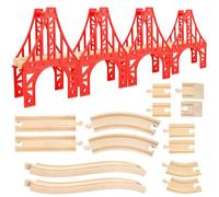 18 Pcs Wooden Train Suspension Bridges Wooden Tracks Accessories Crossing Track Bridge Compatible with All Major Brands for Boys Girls