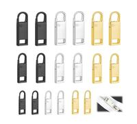 18 Pcs Zipper Pull, Metal Handle Mend Fixer Universal Zipper Pull Replacement Head Metal Zippers Available in 3 Sizes Replacement Zippers Tab Pullers Removable for Purse Clothes Jeans Suitcase