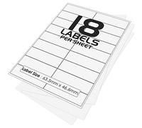 18 Per Page/Sheet, 200 Sheets (3600 Sticky Label), iSOUL White Blank Matt Self-Adhesive A4 Address Shipping Labels Stickers, Laser Inkjet Compatible L7161/J8161 Printer Paper, 63.5 X 46.6 mm JAM Free