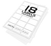 18 Per Page/Sheet, 25 Sheets (450 Sticky Label), iSOUL White Blank Matt Self-Adhesive A4 Address Shipping Labels Stickers, Laser Inkjet Compatible L7161/J8161 Printer Paper, 63.5 X 46.6 mm JAM Free