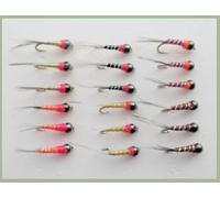 18 Perdigon Nymph, BARBLESS Mixed Colours Sizes 10/12/14, Grayling Flies, For Fly Fishing (10)