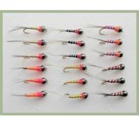 18 Perdigon Nymph, BARBLESS Mixed Colours Sizes 10/12/14, Grayling Flies, For Fly Fishing (Mixed)