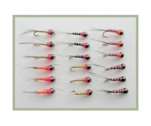 18 Perdigon Nymph, Mixed Colours Sizes 12/14/16, Grayling Flies, For Fly Fishing (14)