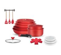 18-Piece Aluminium Cookware Set Red