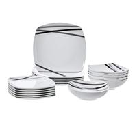 Amazon Basics 18-Piece Dinnerware Set - Modern Beams, Service for 6, 17 cm, 19 cm, 24.4 cm