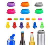 18 Piece Drink Can Stopper, Beer Bottle Lid and Drink Can Opener Set, Silicone Lid for Cans, Reusable, Colourful Silicone Lids for Cans for Beer Bottles, Cans, Glass Jars