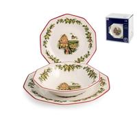 18 Piece Earthware Table Service Holly Toys White Home