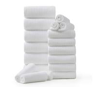18 Piece Family Bath Towel Set Include 6 Bath Towels,6 Hand Towels and 6 Washcloths Soft Bathroom Towel with Hanging Loops,Highly Absorbent Quick Dry Towels Set for Bathroom,Hotel and Spa-White