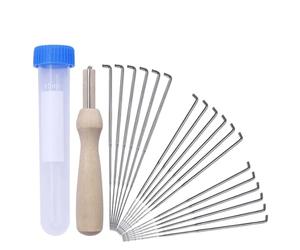 18 Piece Felting Needles Kit with 3 Sizes, Wool Felting Tools, Stitch Punch, Bottle, with Wooden Handle Holder, Complete Starter Kit for DIY Crafting, Making Felt Animals, and Toys