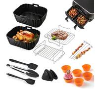 18-Piece Hot Air Fryer Accessories for Ninja Foodi Max Dual Zone AF400EU AF300EU 9.5L Airfryer Accessories for Double Stack XL SL400EU Silicone Mould Hot Air Fryer for COSORI 8.5L BPA Free