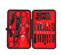 18-Piece Meticulous Tweezers and Nail Clippers Set - Stainless Steel Eyebrow Plucker, Curved Scissor, Eyebrow Razor - Beauty Tools with Leather Case