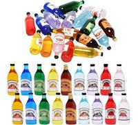 18-Piece Miniature Beverage Bottles Set - Realistic Beer & Soda Bottles, 1:12 Scale Dollhouse Drink Accessories for Tabletop Décor, DIY Crafts, and Mini Bar Decorations