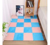 18 Piece Plush Foam Interlocking Carpet Square Foam Jigsaw Puzzle Mat 12x12x1in(Pink+blue)