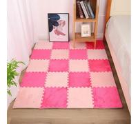 18 Piece Plush Foam Interlocking Carpet Square Foam Jigsaw Puzzle Mat 12x12x1in(Pink+red)