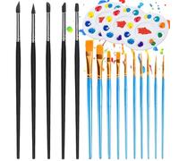 18 Piece Set Paint Brush Set, 3 Paint Palette, 10 Blue Ones Paint Brushes for Children and 5 Black Ones Watercolour Brushes, Kids Paint Brushes Suitable for Various Paintings Such as Oil Painting Etc