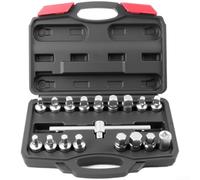 18 Piece Socket Wrench Set for Oil Drain Connectors Compatible with Internal Hex, External Square and Triangle Screws on Engines