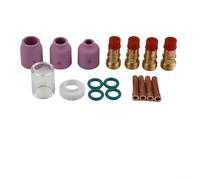 18 Piece Tig Welding Kit For Wp17 Wp18 Wp26 Torches With For Stubby Gas Lens Ceramic Nozzle And Heat Resistant Glass Cup For 2.4mm 3/32 Inch Electrodes Complete For Argon Consumables Set