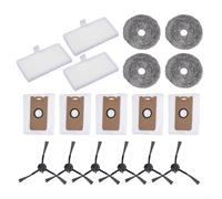18 Piece Vacuum Spare Parts Set for Uwant U200 Pro/For Edison 2 Plus Includes Filter, Mop Cloths, Dust Bags, and Side Brushes for Efficient Cleaning
