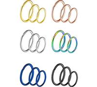 18 Pieces 20 Gauge Stainless Steel Nose Ring Earring Hoop for Body Piercing, 6 Colors, 3 Sizes