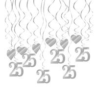 18 Pieces 25 Decorative Silver Wedding Swirl Decorations 25 Garlands Hanging Decoration for Wedding Decoration, Anniversary Decoration