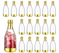 18 Pieces Champagne Bottle Container Candy Bottle DIY Favor Mini Baby Shower Favors Candy Jars Wedding Favors Plastic Small Champagne Bottles for Wedding Bridal Shower Birthday, Clear and Gold
