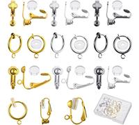 18 Pieces Clip-on Earrings Converter with Silicone Earring Pads 3 Colors Clip-on Earring Converter with Easy Open Loop for None Pierced Ears DIY Earring Jewelry Making Findings