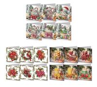 18 Pieces DIY 5D Diamond Art Painting Art Christmas Cards Kit, Christmas Blessing Present Folding Greeting Card Set for Birthday Christmas Crafts Xmas -3PCS-A
