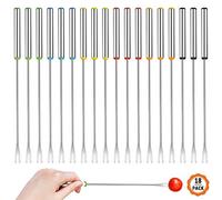 18 Pieces Fondue Forks, Stainless Steel Fondue Fork 24cm Long Fondue Skewers with Heat Resistant Handle for Cheese Chocolate Dessert Meat (6 Colors)