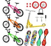 18 Pieces Mini Finger Toys Set Finger Skateboards Finger Bikes Scooter Tiny Swing Board Fingertip Movement Party Favors Wheels and Tools
