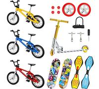 18 Pieces Mini Finger Toys Set Hand Skateboard Finger Skateboards Age 6+ for Kids Finger Bikes Scooter Tiny Swing Board Fingertip Movement Party Favors Replacement Wheels and Tools