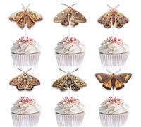 18 Pieces Moth Cupcake Toppers for Kids Set - This is a great idea for insect lover theme party, moth theme party, boys and girls birthday party, or baby shower party decorations supplies - LIANGSS