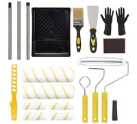 18 Pieces Paint Roller Set, Professional Paint Rollers and Trays Sets, Includes a Paint Tray, Brush, Large and Mini Rollers & Sleeves, Paint Repellent Masking Tape, Paint Mixer - Roller Set,Glove