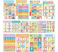 18 Pieces Sign Language Poster ASL Poster for Classroom ASL Posters Sign Language Flash Cards for Toddlers Kids Students Classroom Decoration