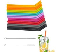 18 Pieces Silicone Straws Reusable, Colorful Silicone Straws with 2 Soft Cleaning Brushes, Replacement Drinking Straws for Adults Kids, for Smoothies, Cocktails & Cold Drinks
