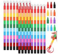 18 Pieces Stacking Crayons, Buildable Crayons, Stackable Colouring Pencils, 12 in 1 Wax Crayons, Building Block Colouring Crayons for Kids Office School Supplies, 12 Colors