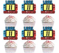 18 Pieces Video Game Cupcake Toppers Kids Level up 11th Birthday Happy Unlocked, Game-Controller Decoration Set, Boys and Girls Birthday Party, Game-Night, Game-Fan Party Decoration Supplies (11th)
