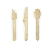 18-Pieces Wooden Cutlery Set For Kids Birthday Party Picnic 6 Spoons 6 Forks 6 Knives, Eco-Friendly, 16cm
