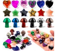 18 Pieces Worry Stones, Healing Stones Star Mushroom Heart Shape Crystal for Anxiety Relief