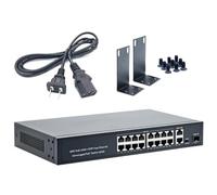 18 Port Industrial Switch with 16 Port PoE Gigabit + 2 Gig Uplink, Plug and Play, Suitable for IP Cameras,Networking Devices