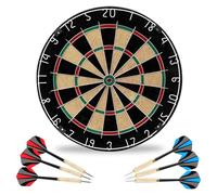 18" Professional Bristle Dartboard 6 Steel Tip Darts Tournament Size Self-Healing Sisal Board for Home, Pub, Club or Man Cave Games Optional Surround Wall Protector (Dartboard)